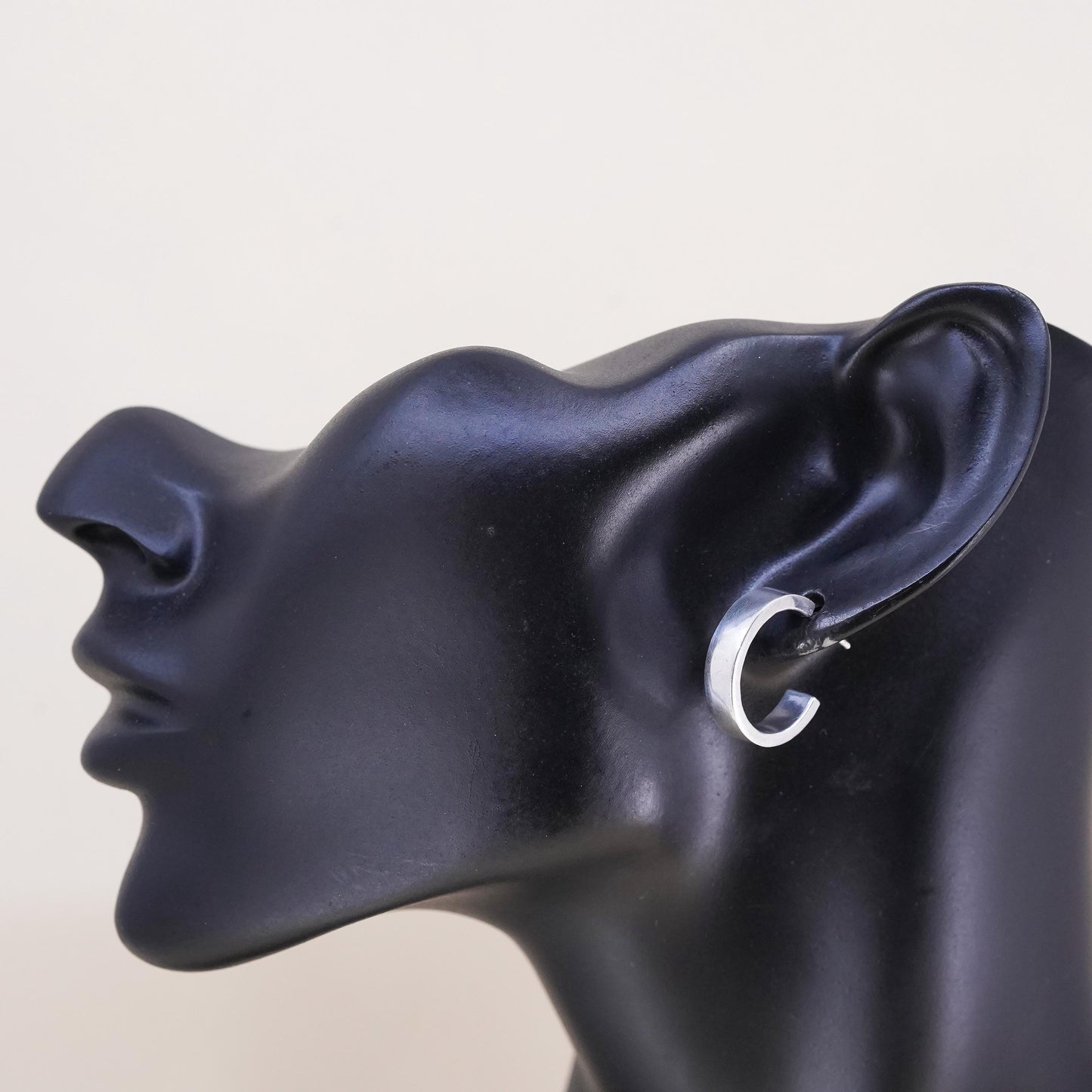 0.75", Vintage sterling silver single earring, fashion primitive hoop stud