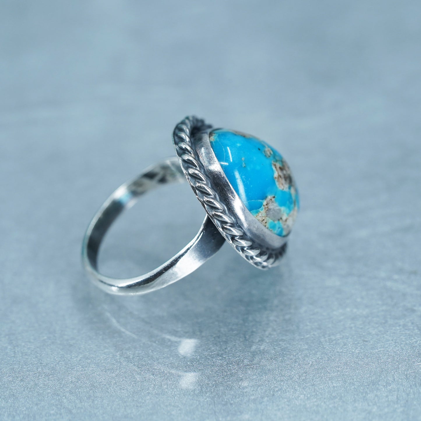 Size 5.25, Native American navajo Sterling 925 silver handmade ring turquoise