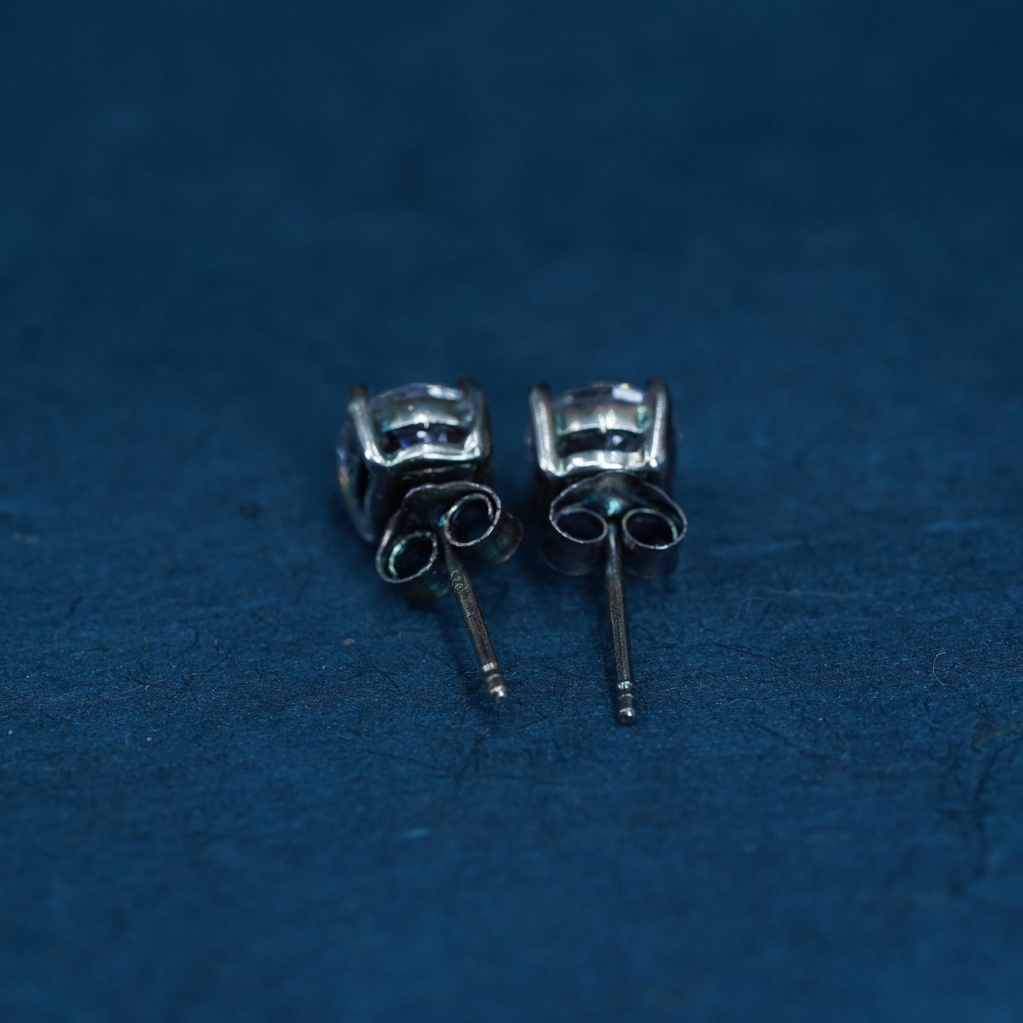 5mm, Vintage sterling silver handmade earrings, 925 studs with CZ