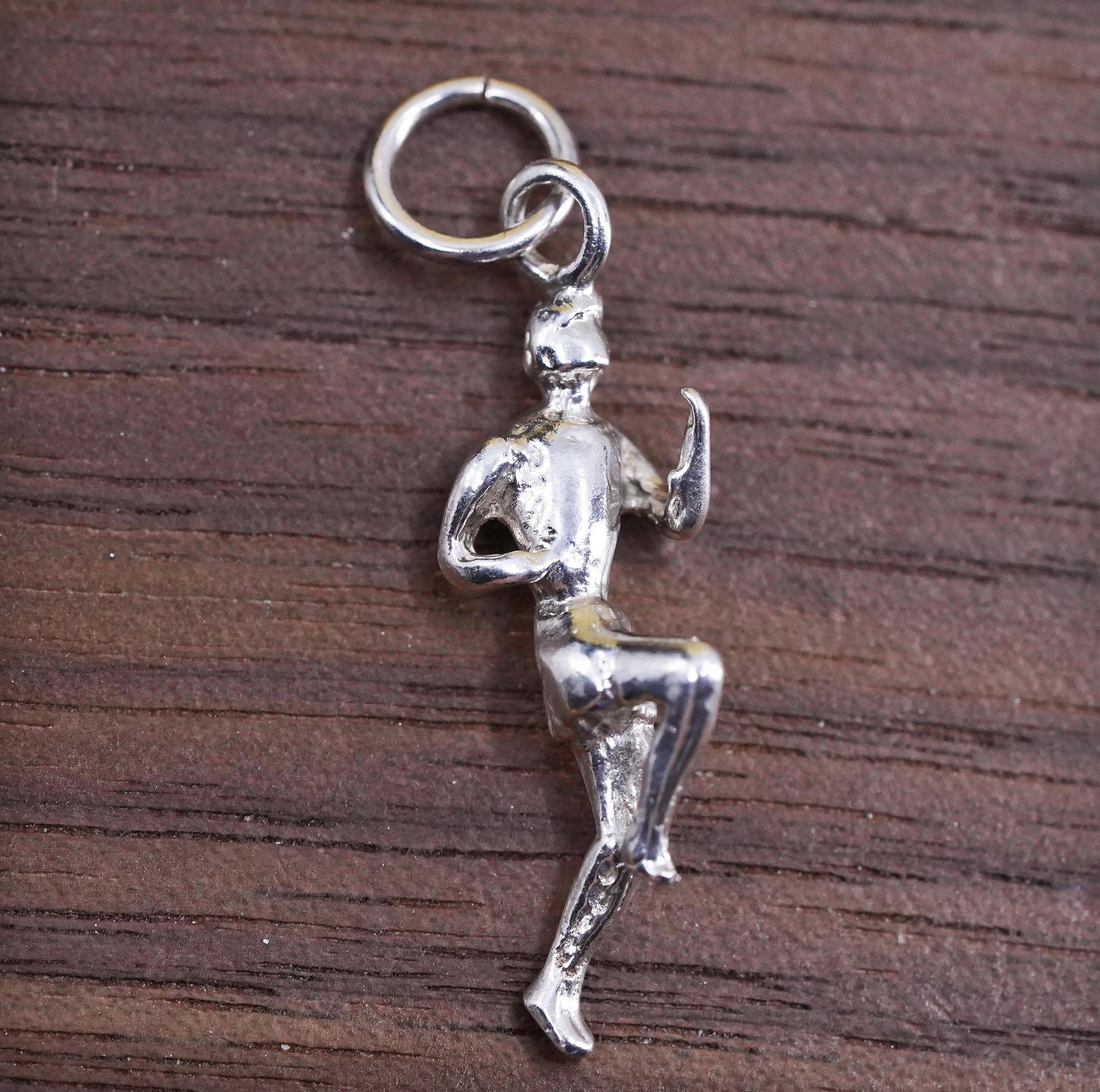 Vintage Sterling silver handmade pendant, 925 runner figure charm