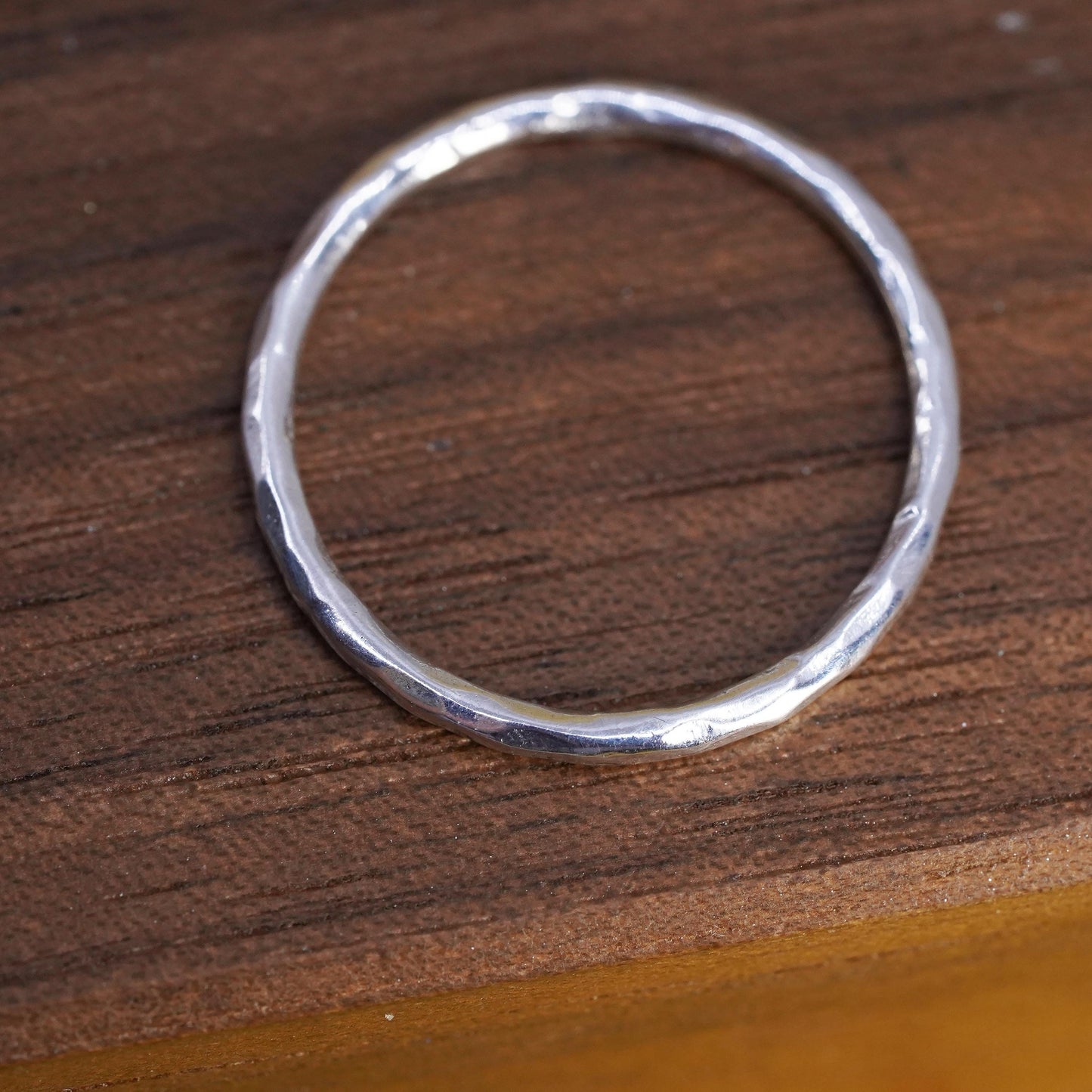 Size 7, Vintage Sterling silver handmade ring, 925 stackable textured band