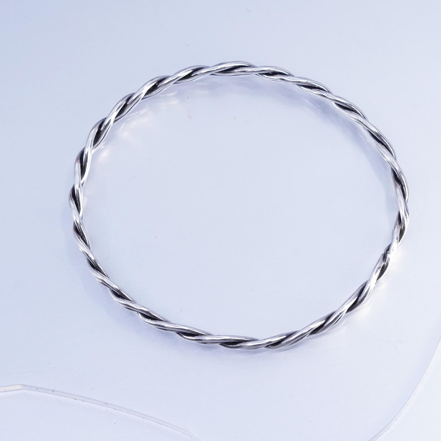 8”, VTG Sterling 925 silver handmade bracelet, wide woven braided cable bangle