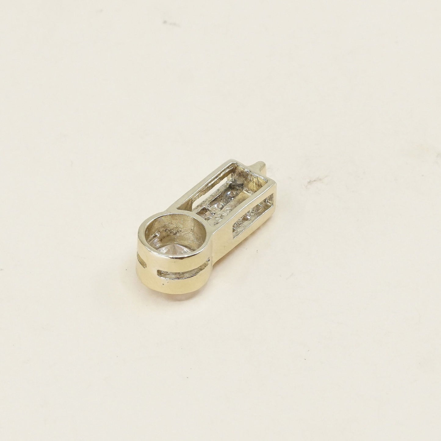 Gold over sterling silver pendant, minimalist, modernist, 925 w/ cz
