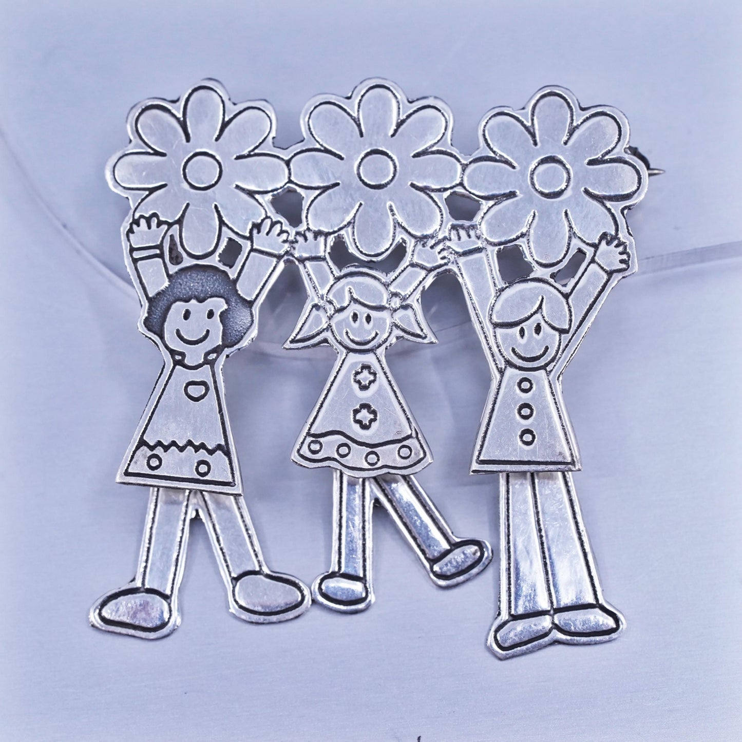 Vintage sterling silver handmade brooch, 925 save the children pin