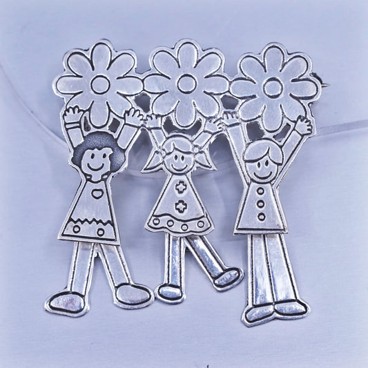 Vintage sterling silver handmade brooch, 925 save the children pin
