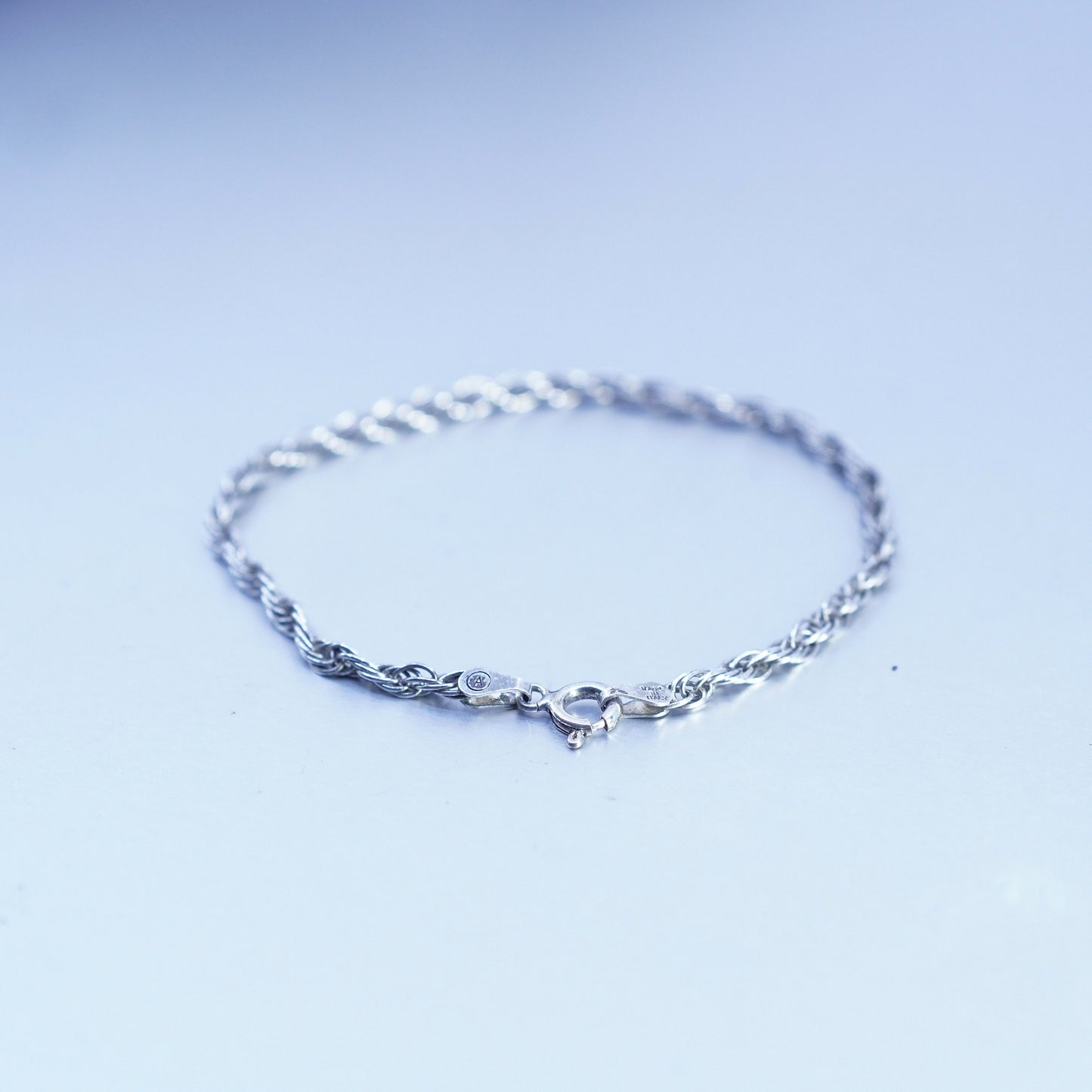 6.75”, vintage Sterling 925 silver bracelet, Singapore rope chain