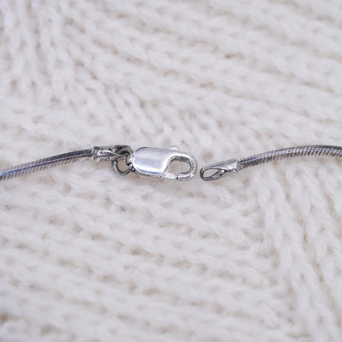 18”,, Sterling silver necklace, Italy 925 square snake chain with bead pendant