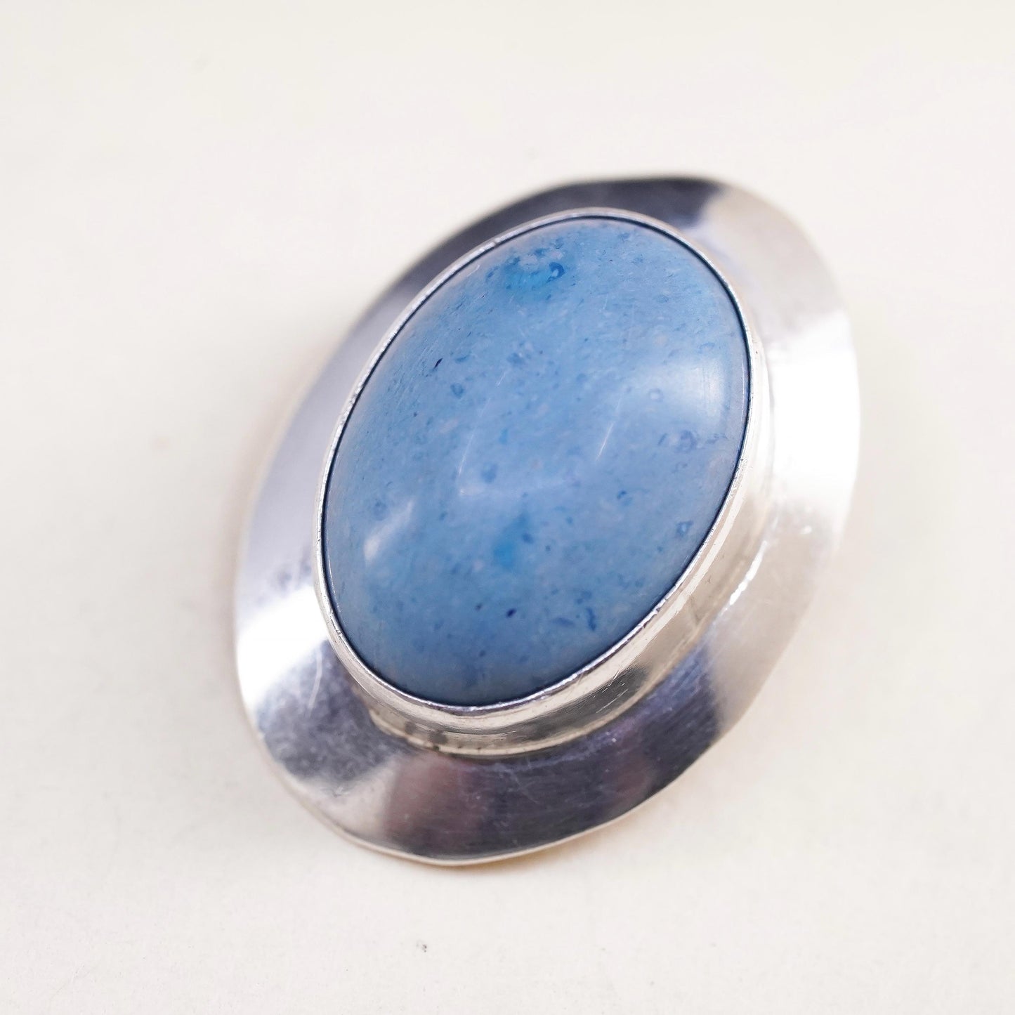 Native American sterling silver single earring, 925 oval clip on with turquoise