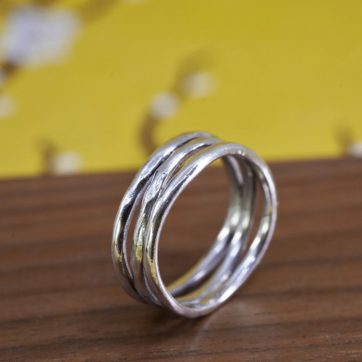 size 11.25, vintage Sterling silver handmade ring, 925 entwined band