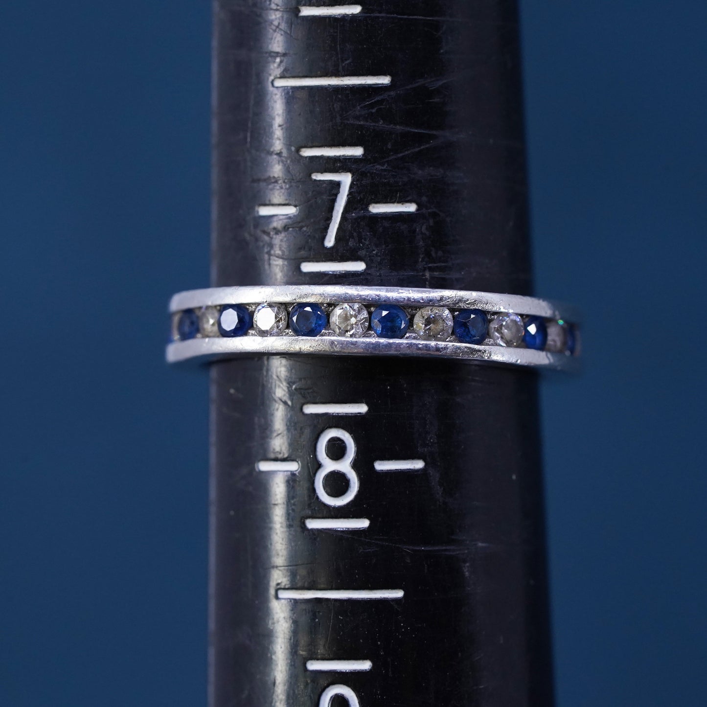 Size 7.25, vintage Sterling silver handmade ring, 925 band with cz