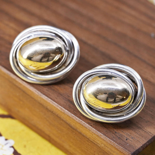 Vintage PBD Peter Brams Designs Sterling Silver 14K Love Knot Pierced Earrings