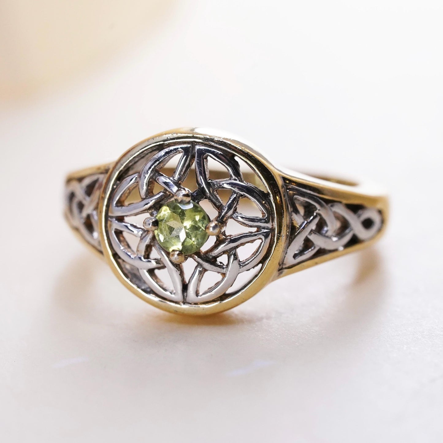 Size 6.5, vermeil gold BGE Sterling 925 silver ring peridot may the road rise