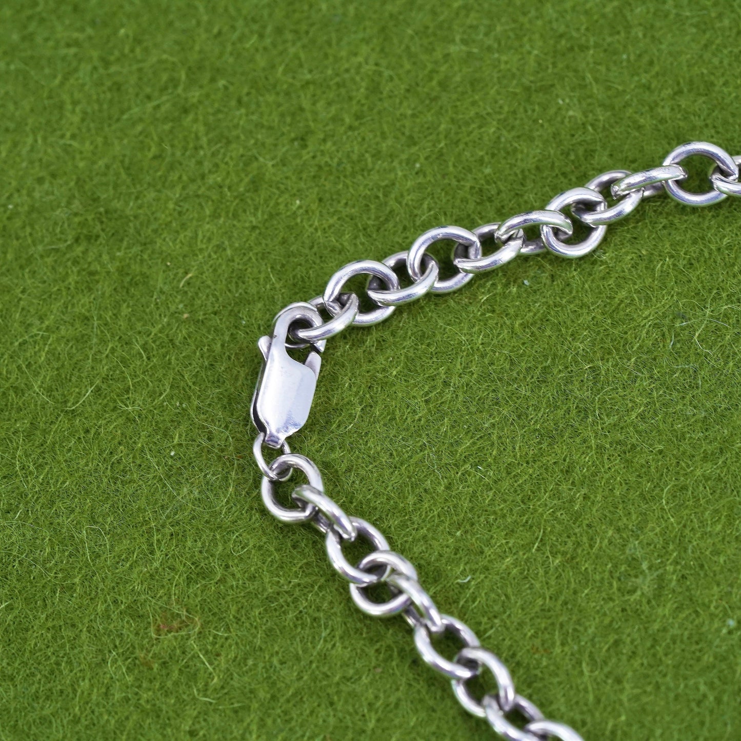 7" 5mm, sterling 925 silver circle bracelet with dog pow print tag charms