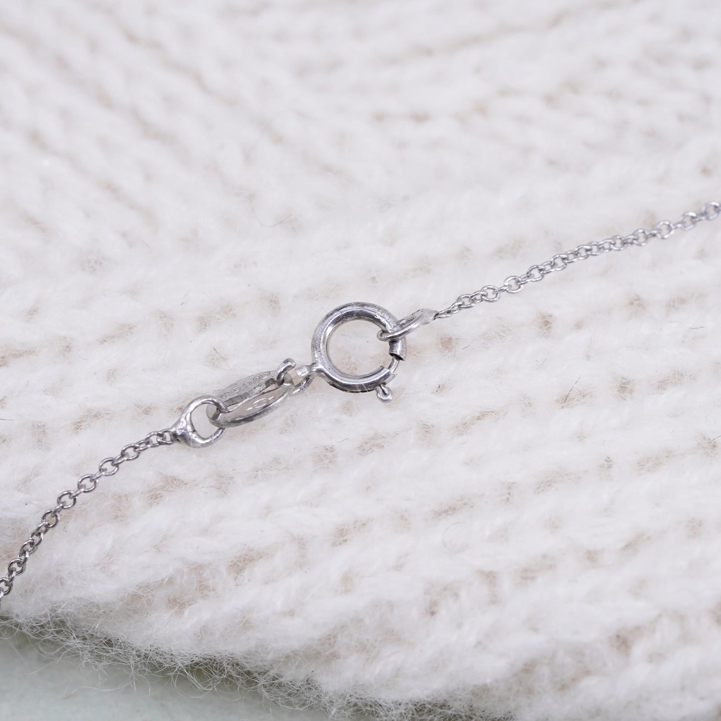 18”, Vintage sterling silver circle chain with Cluster Cz heart pendant