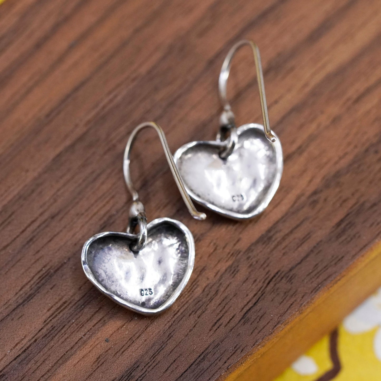 Vintage Israel Sterling 925 silver handmade heart earrings