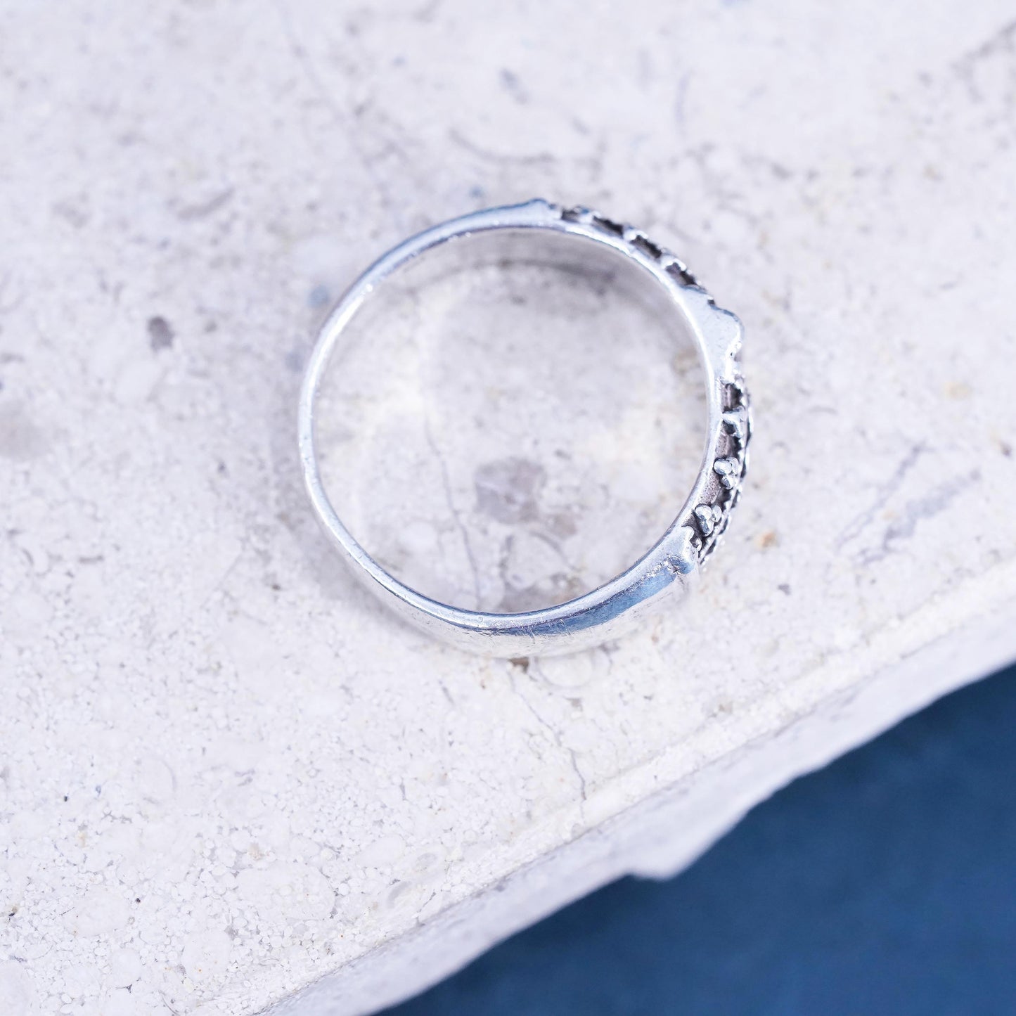 Size 6.5, vintage Sterling silver handmade ring, 925 textured band