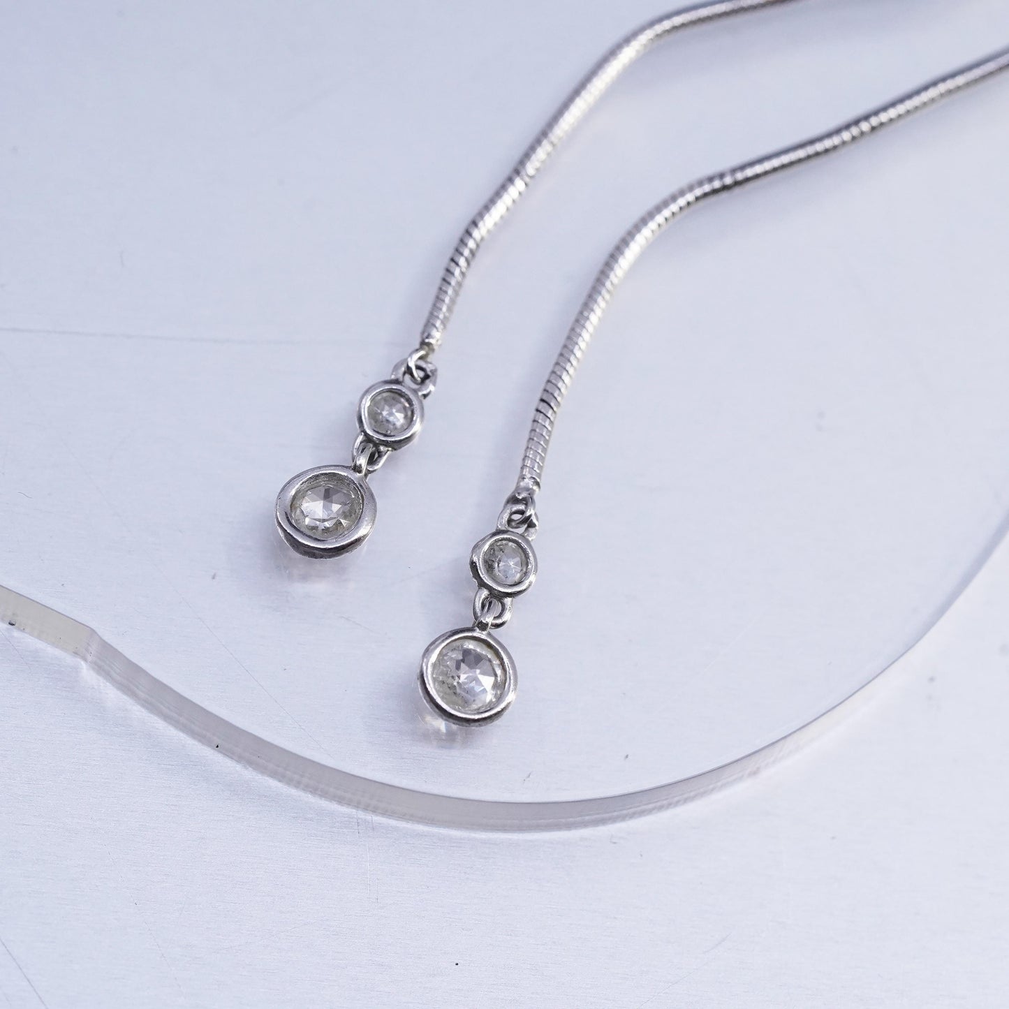 size adjustable up to 24", Sterling 925 silver snake chain necklace cz pendant