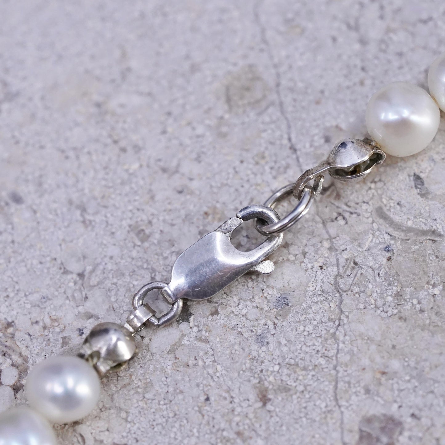 18", Sterling 925 silver necklace with freshwater pearl amber teardrop pendant