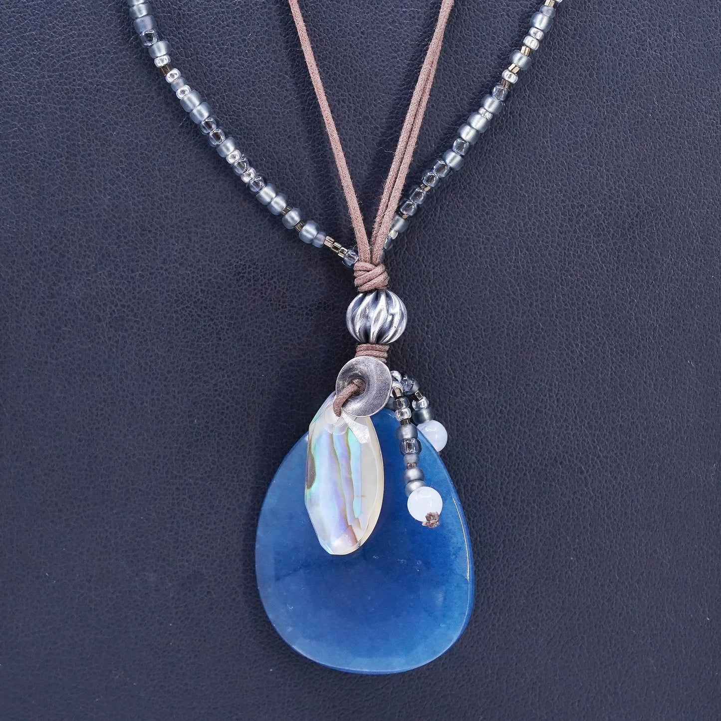 21", Silpada Necklace N2227 INDIGO Sterling Silver teardrop Blue Shell abalone