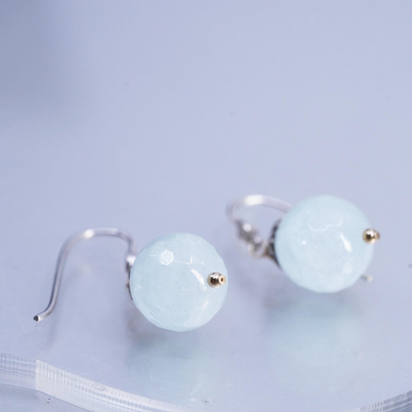 Vintage Sterling 925 silver handmade earrings with chalcedony beads