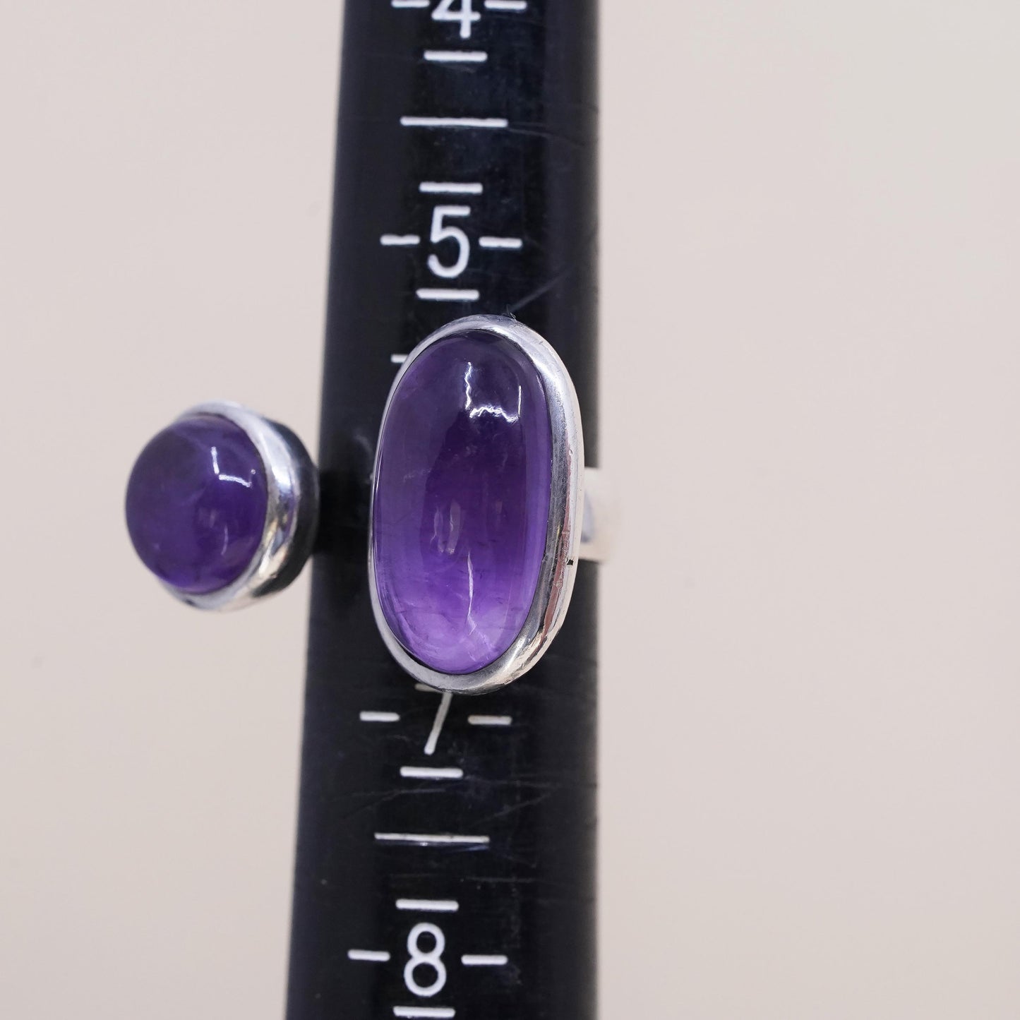 Size adjustable, southwestern Sterling silver ring, 925 band with amethyst