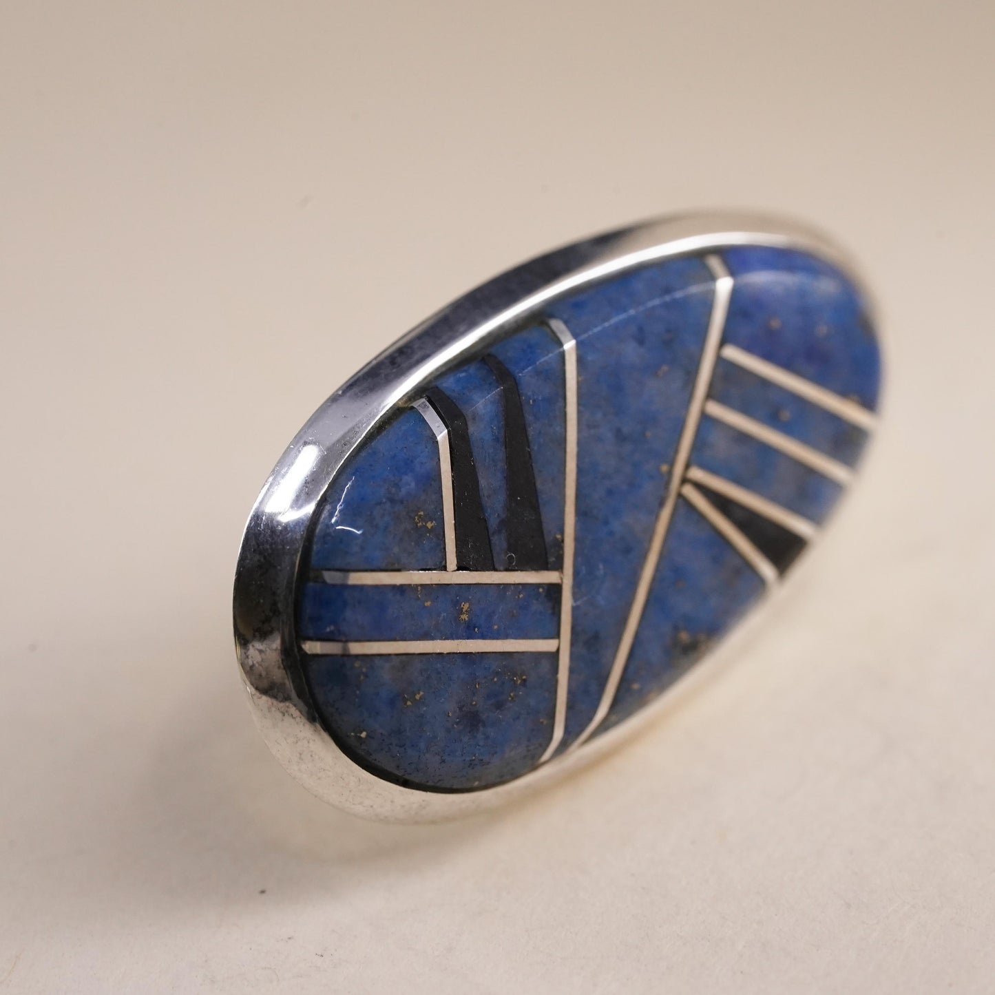 Native American Navajo single earring. Navajo Sterling 925 silver stud lapis