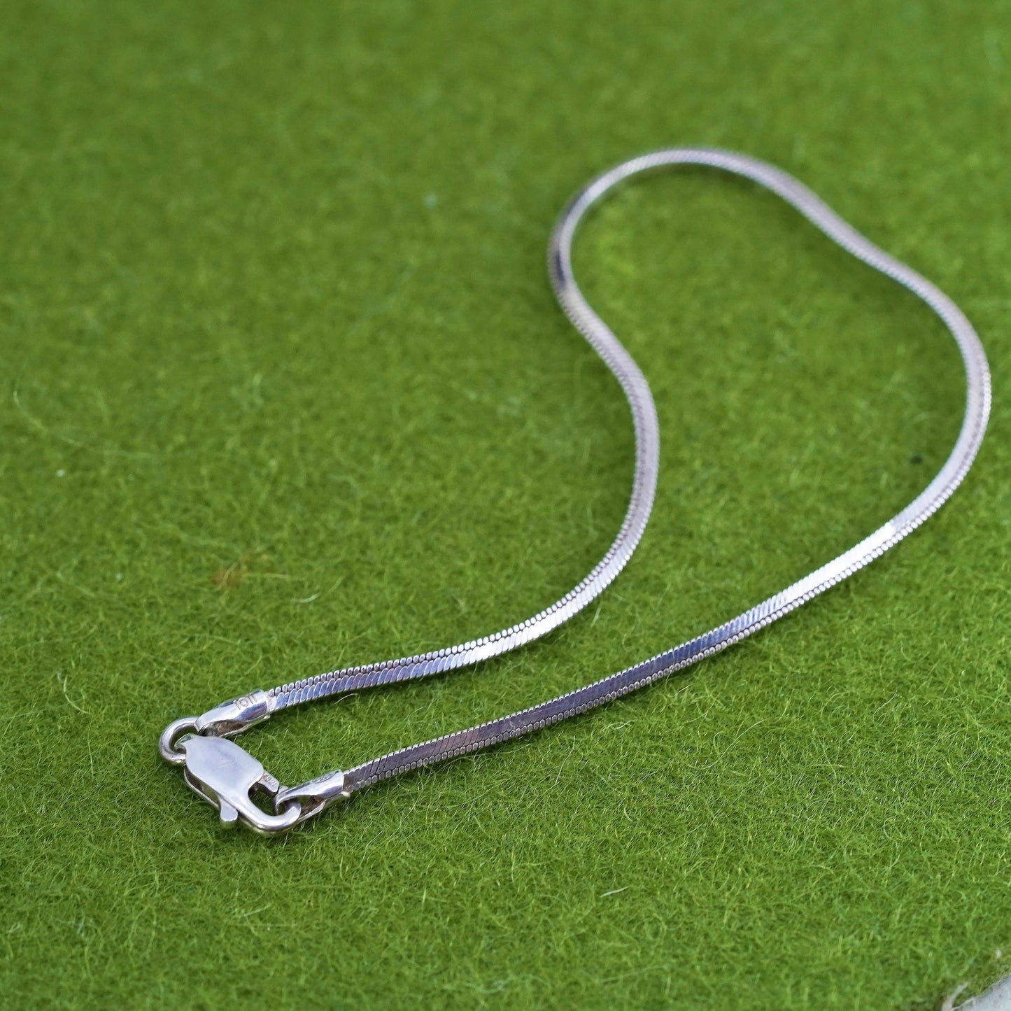 7", 1mm, Vintage sterling silver bracelet, Italy 925 square snake chain
