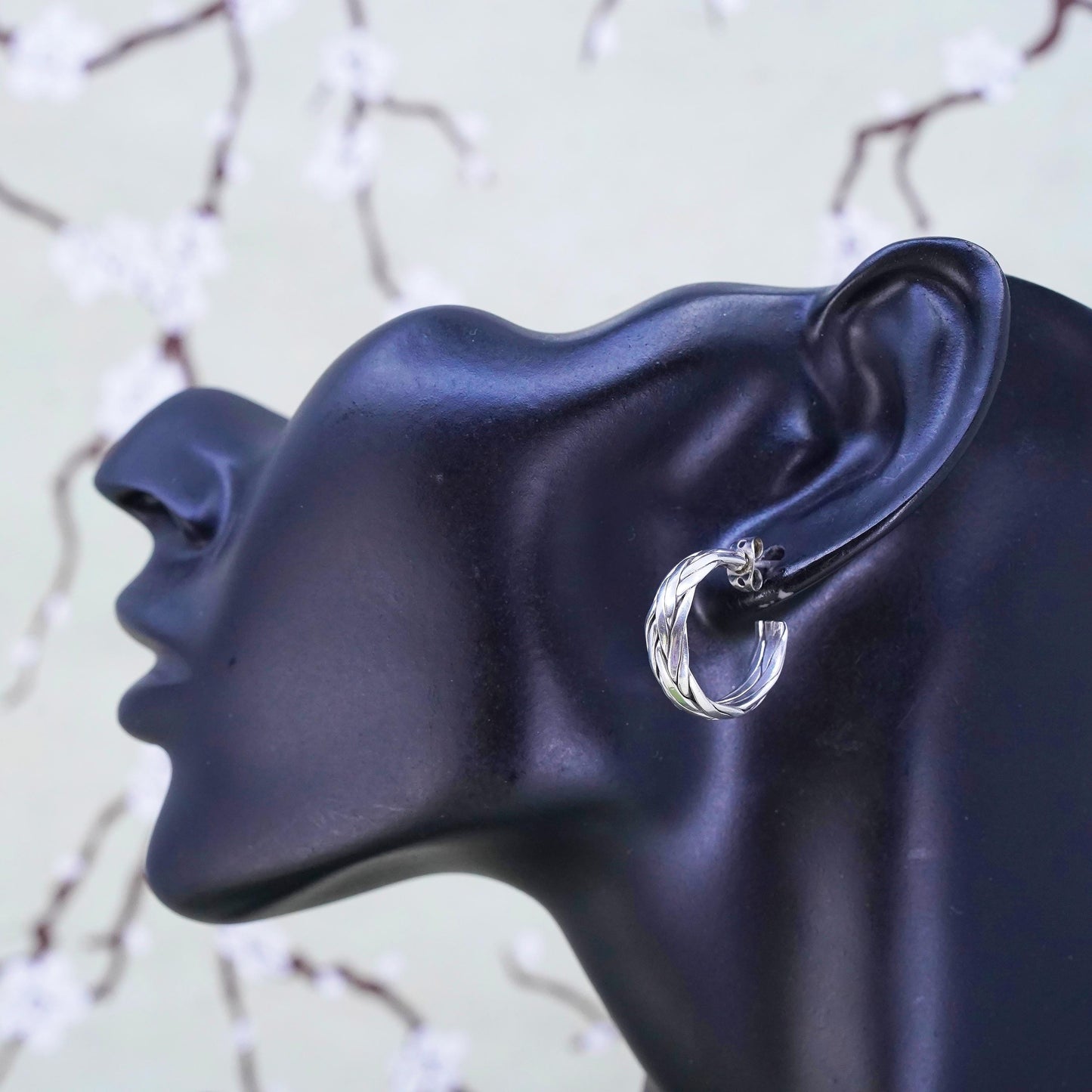 0.75”, Vintage sterling silver handmade earrings, 925 cable Huggie hoops