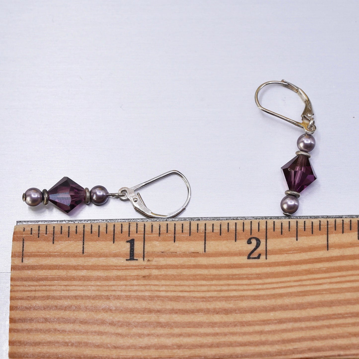 Vintage Sterling 925 silver handmade earrings with amethyst