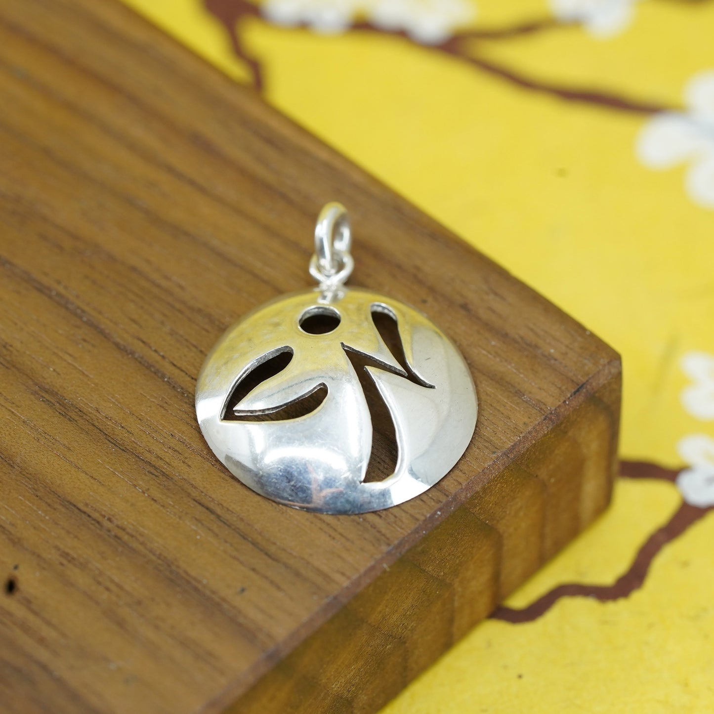 Vintage Sterling silver handmade pendant, 925 angel tag charm