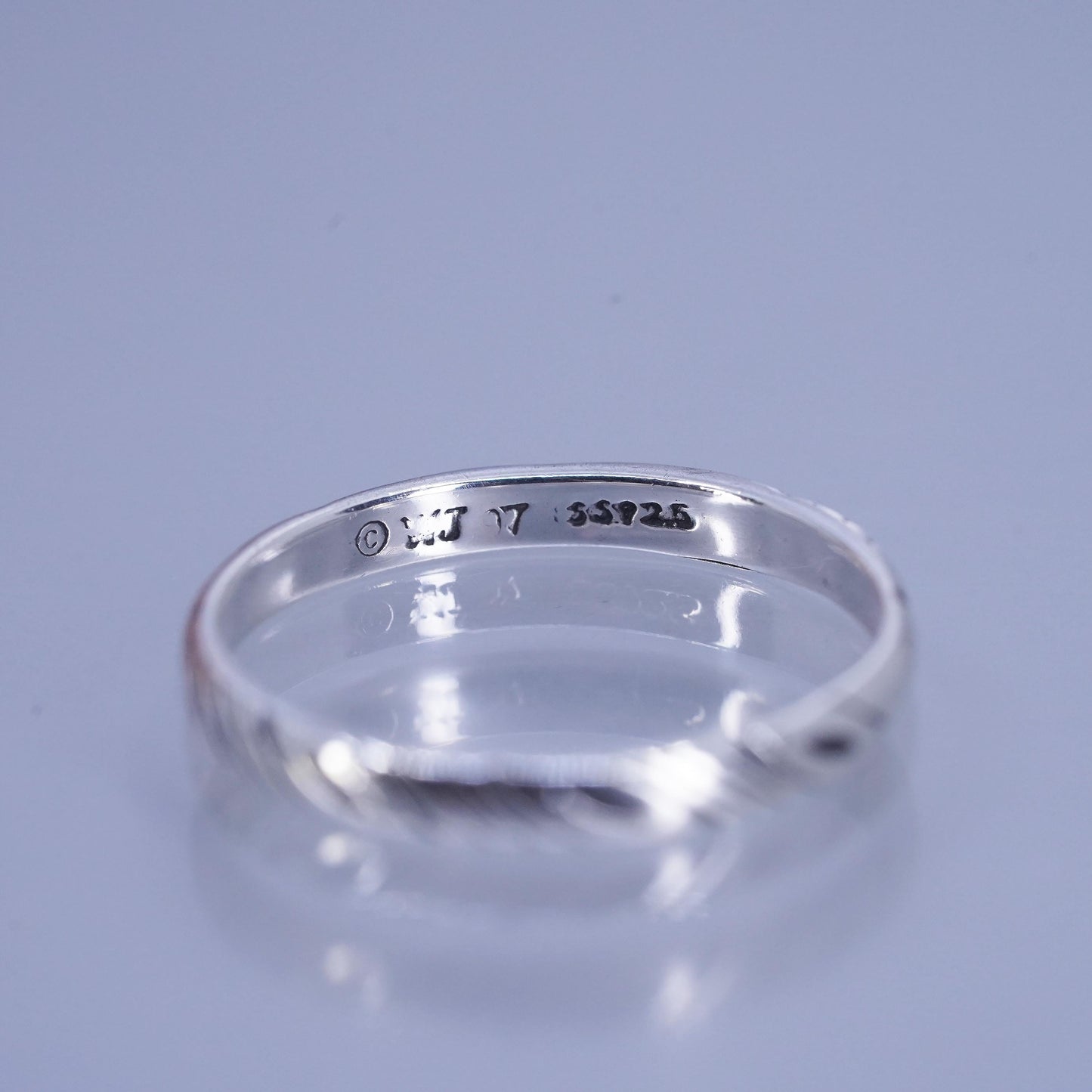 Size 8, southwestern Sterling 925 silver wedding ring, textured stackable band