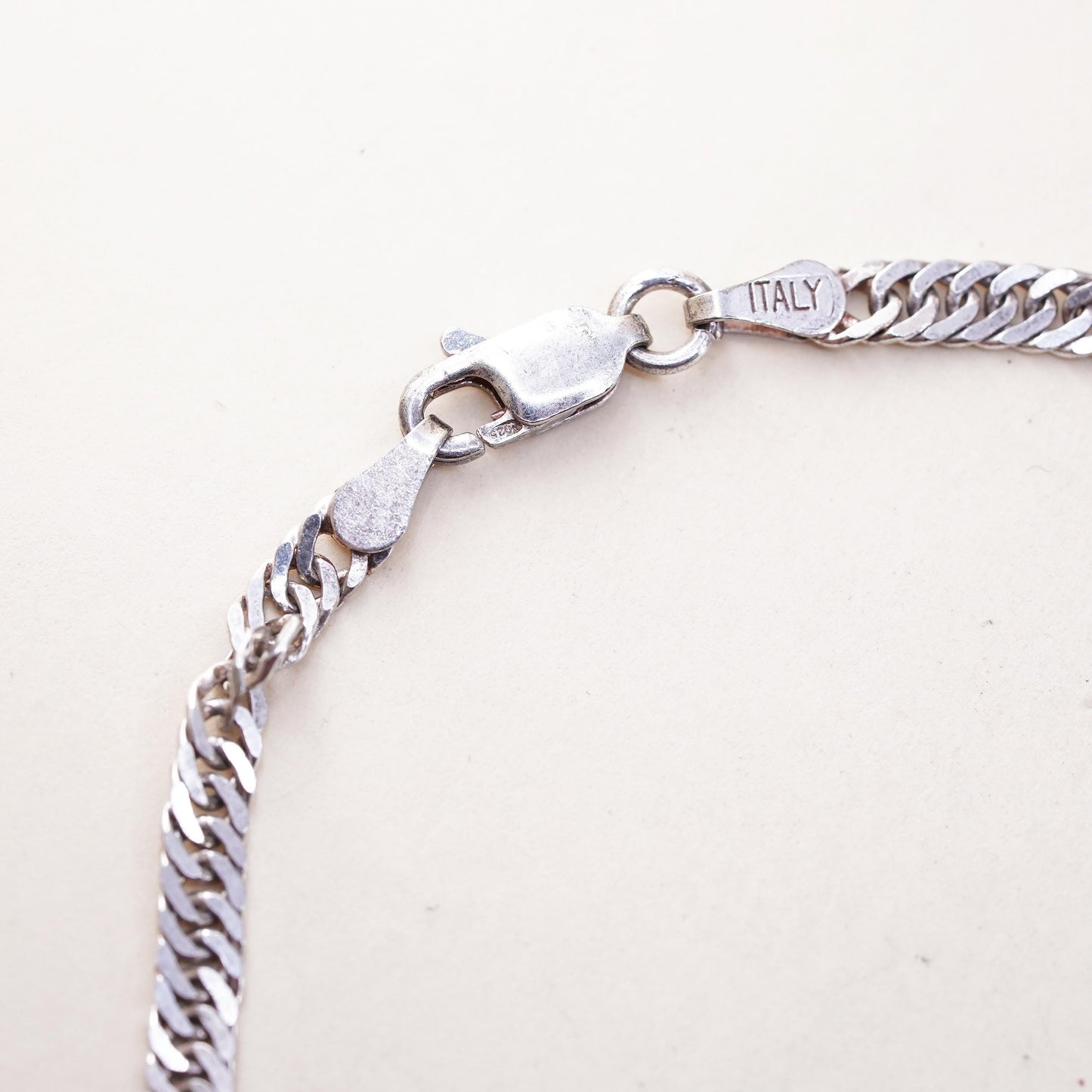7" 4mm, Vintage Italian IBB sterling silver bracelet, twisted curb link chain