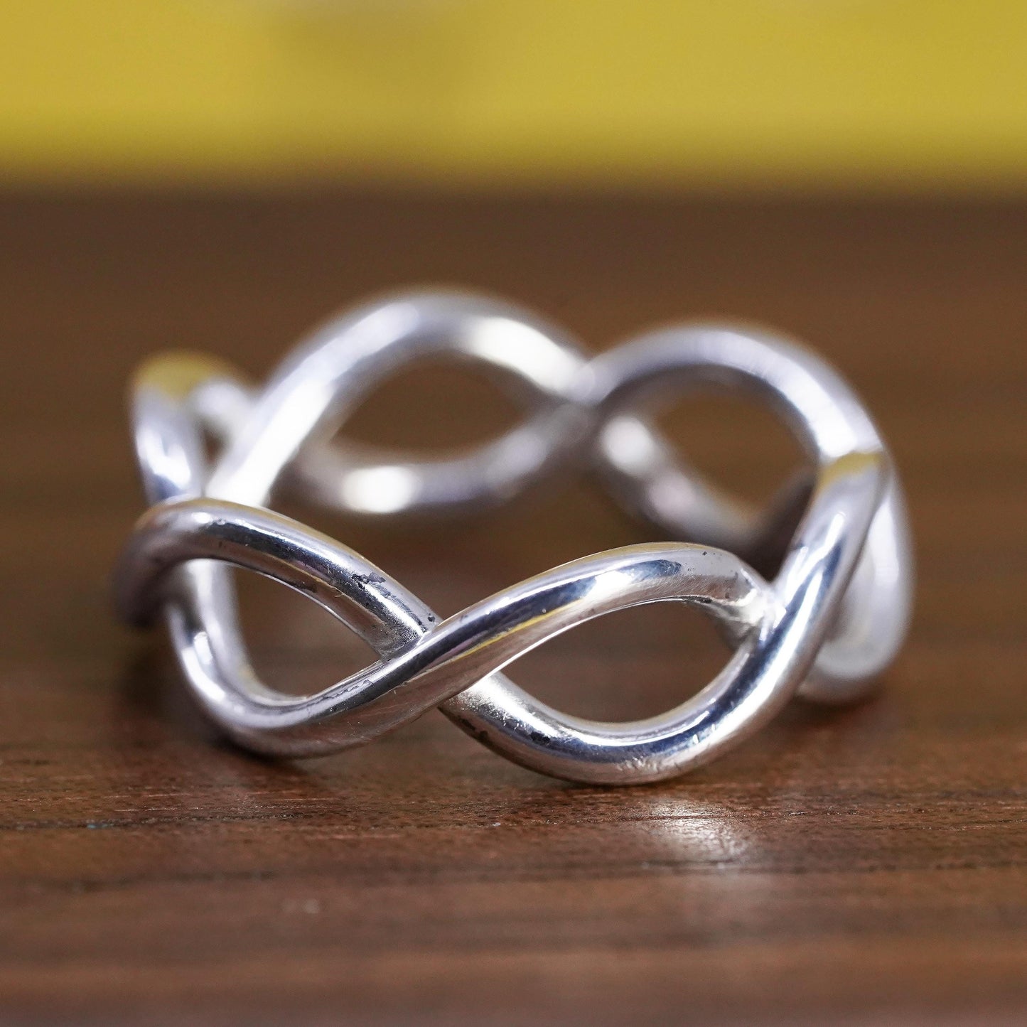 Size 6, vintage DBJ Sterling silver handmade ring, 925 band with woven braided