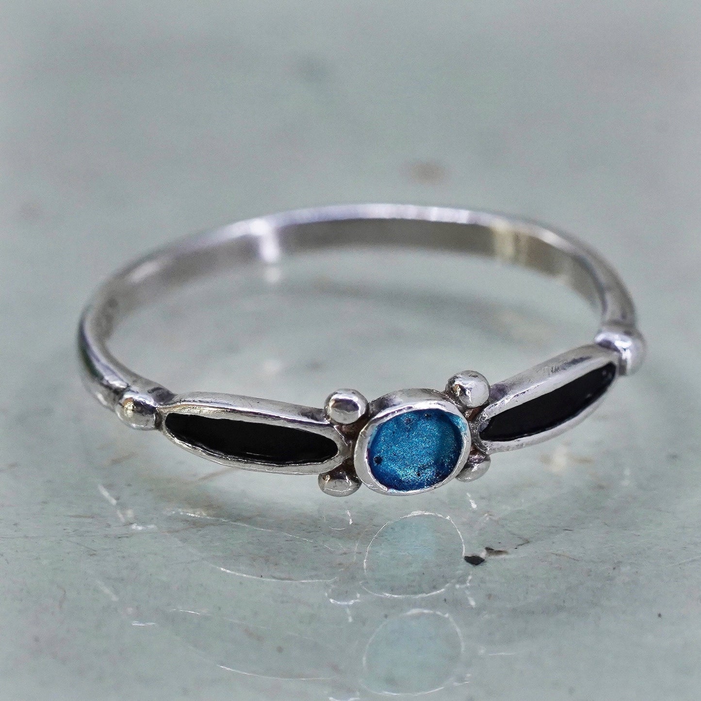 Size 5.5, vintage sterling silver handmade ring, 925 thin stackable band