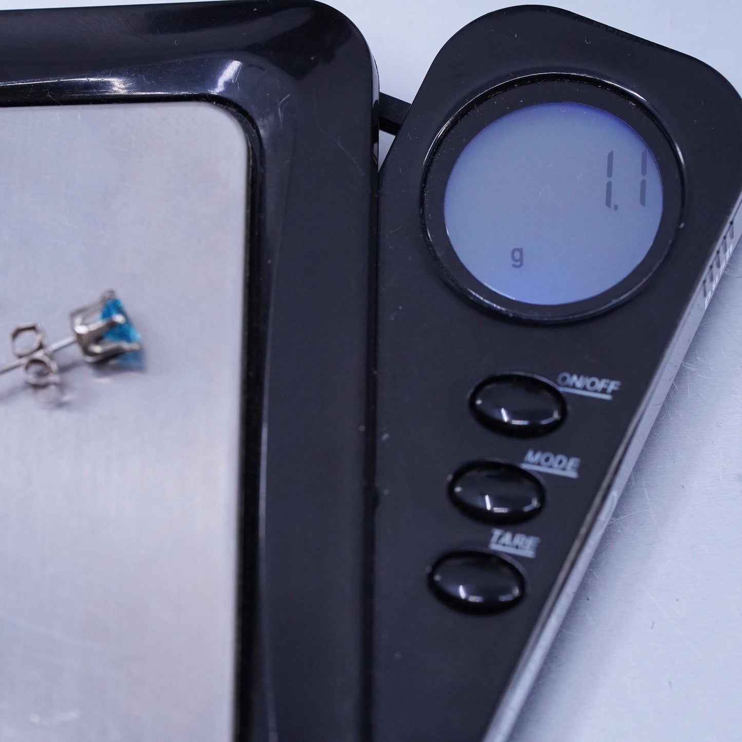 4mm, Vintage Sterling 925 silver handmade earrings, blue cz studs