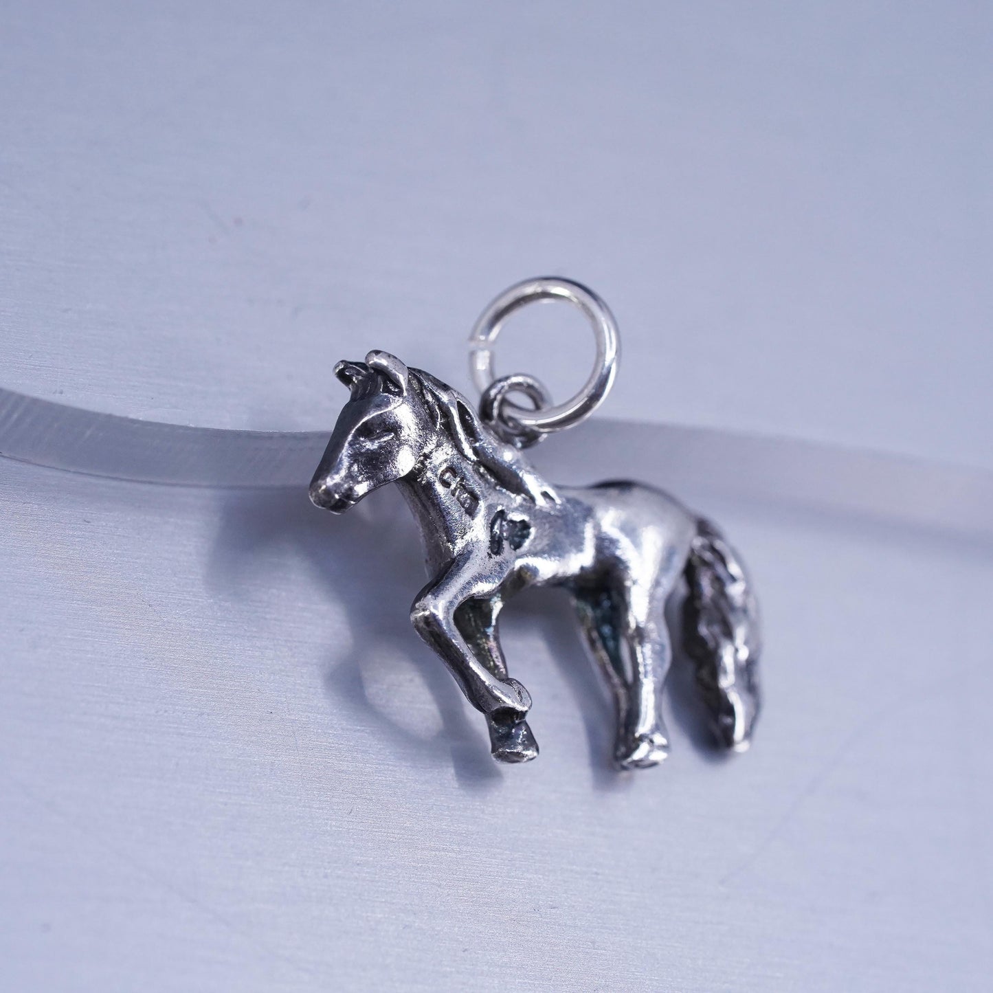 Vintage Sterling silver handmade 925 horse charm pendant, Stamped Ster