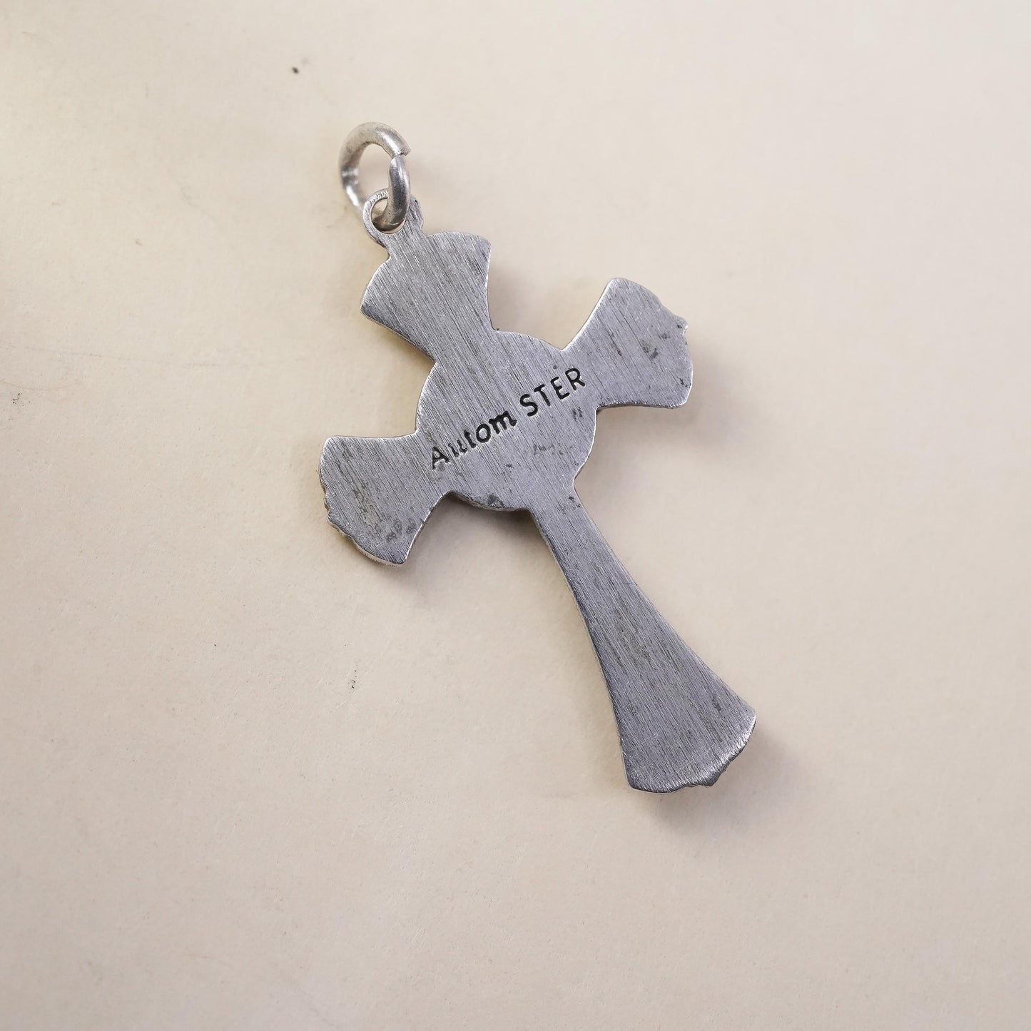 Vintage INRI Sterling silver pendant, 925 cross charm with Jesus