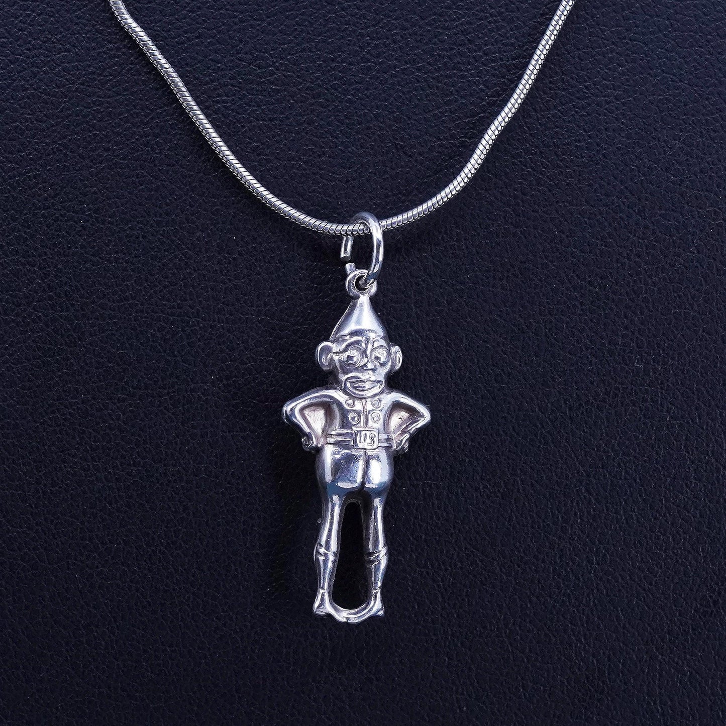 18", vintage Sterling silver handmade necklace, 925 snake chain elk pendant