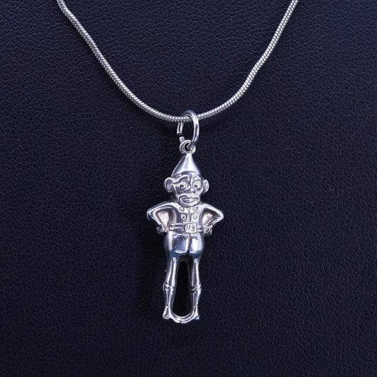 18", vintage Sterling silver handmade necklace, 925 snake chain elk pendant