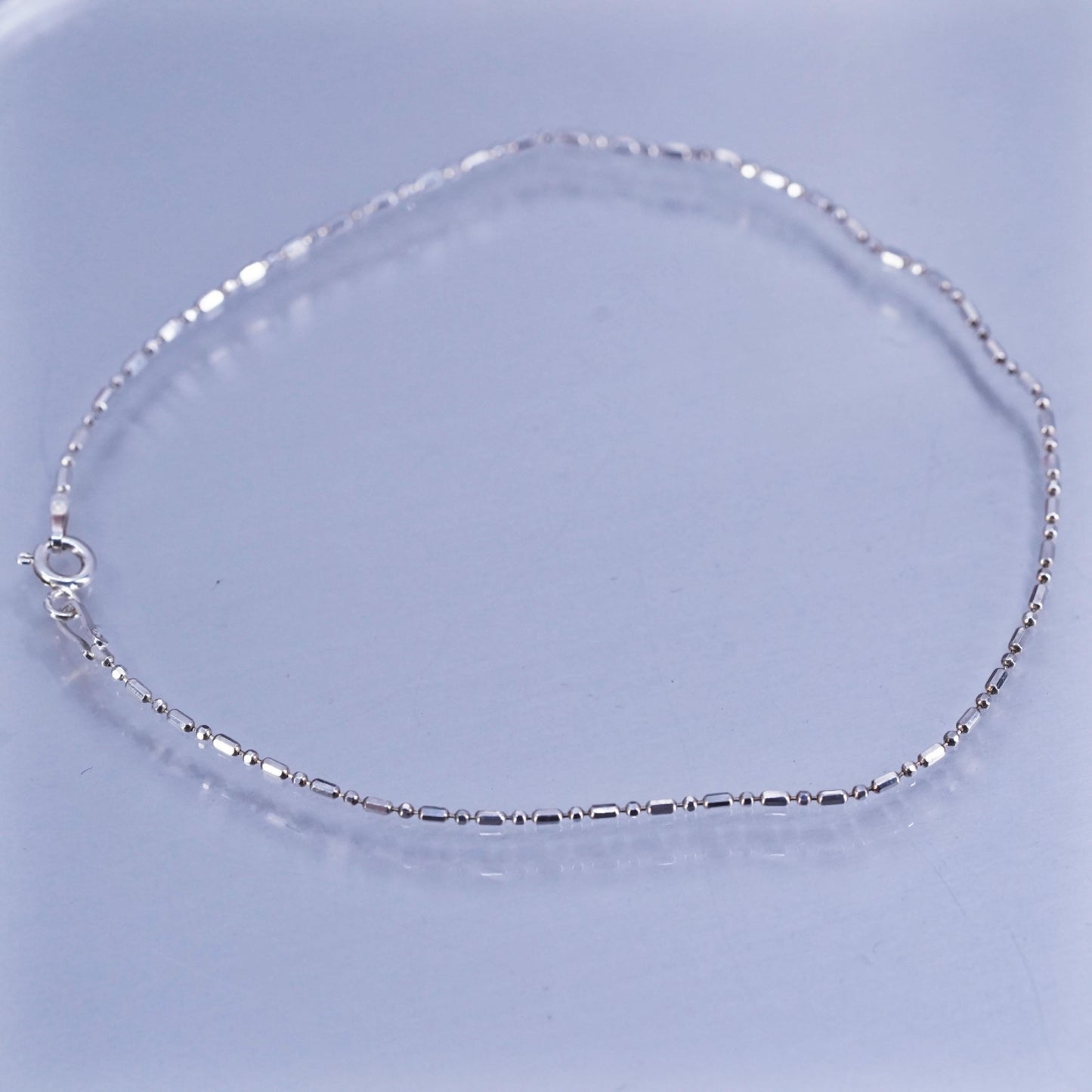 9”, VTG Italian Sterling 925 silver handmade bracelet, bar bead chain anklet