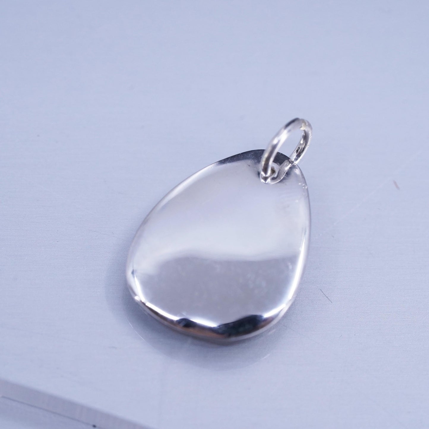 Vintage sterling 925 silver handmade hammered teardrop charm pendant