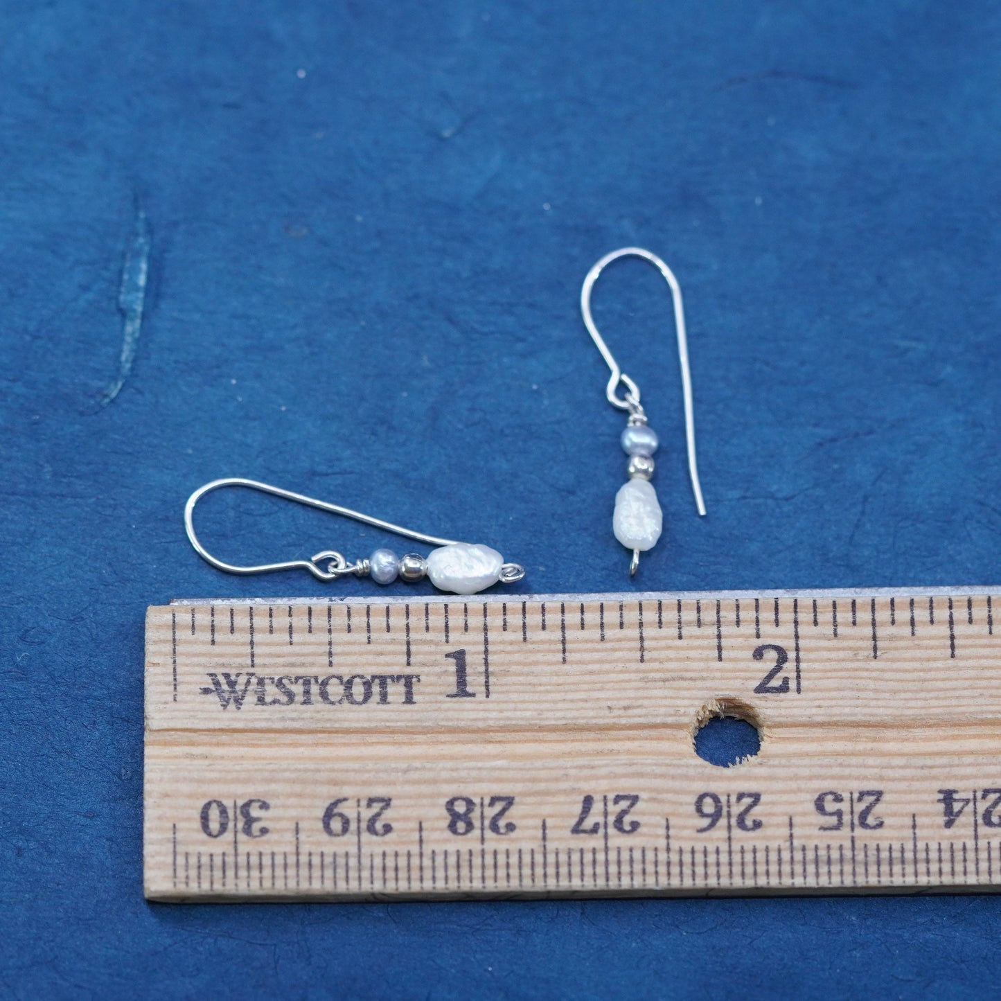 Vintage Sterling silver handmade earrings, 925 hooks with pearl