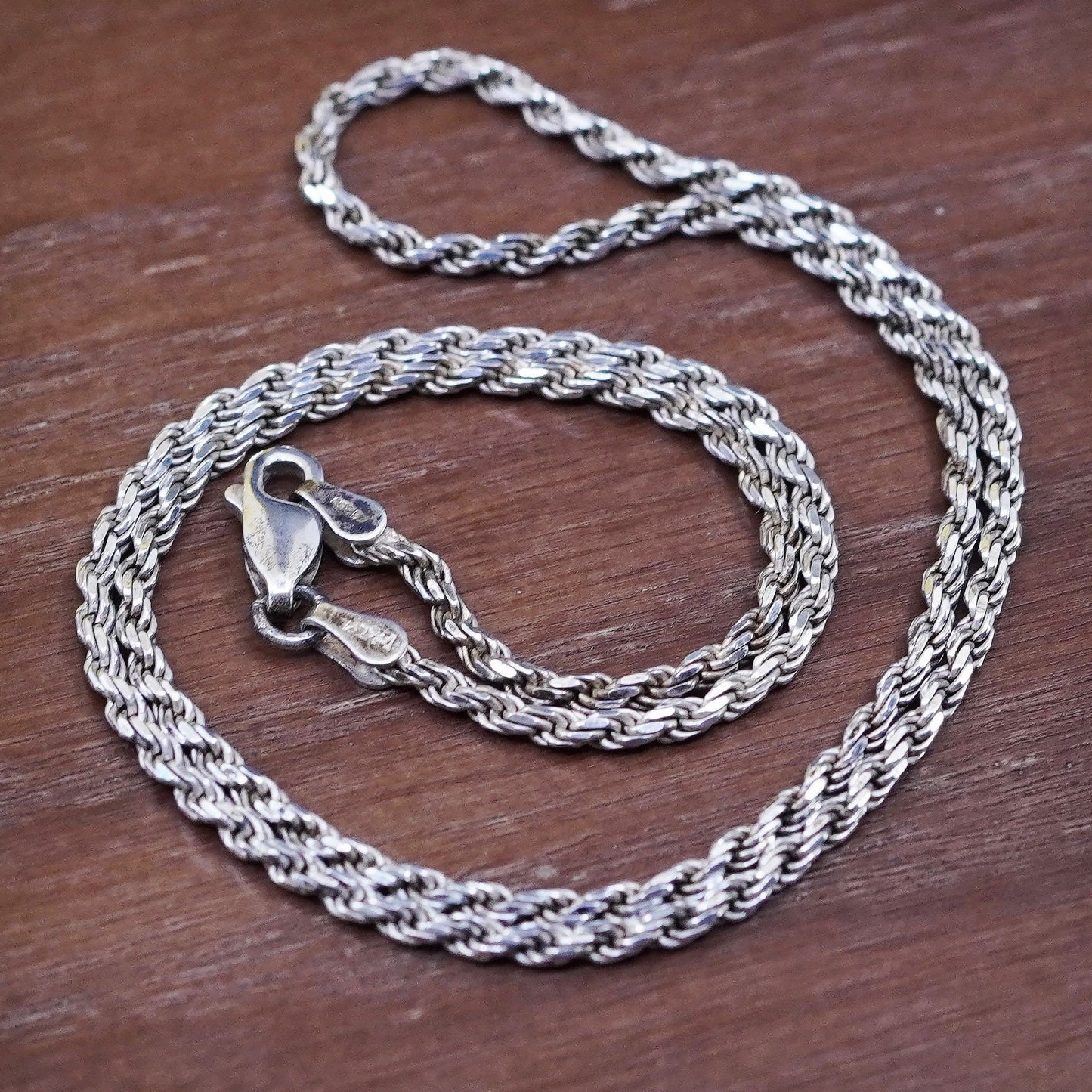 18”, 2mm, vintage Sterling silver necklace, 925 French rope chain