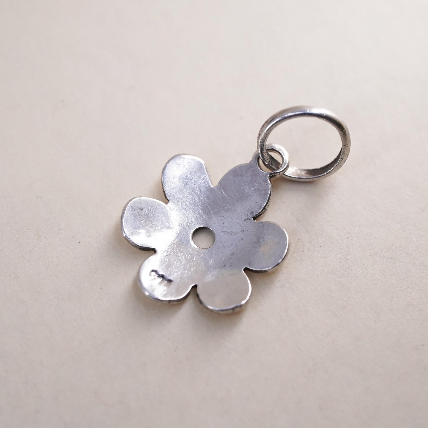 Vintage Sterling silver handmade pendant, 925 silver flower