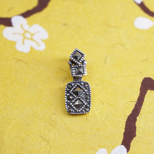 Vintage Sterling 925 silver handmade pendant with marcasite