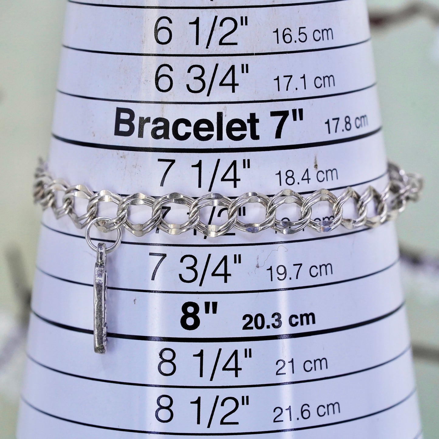 7.5”, sterling silver double curb bracelet, 925 chain with 26.2 sandal charm