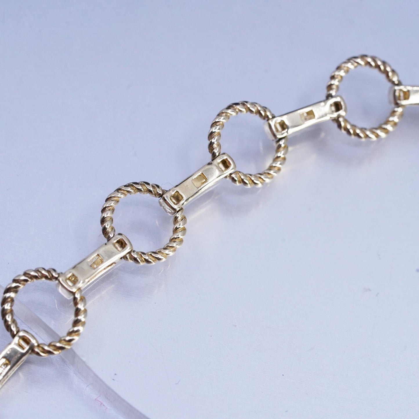 17", vintage vermeil gold over Sterling 925 silver circle necklace with diamond