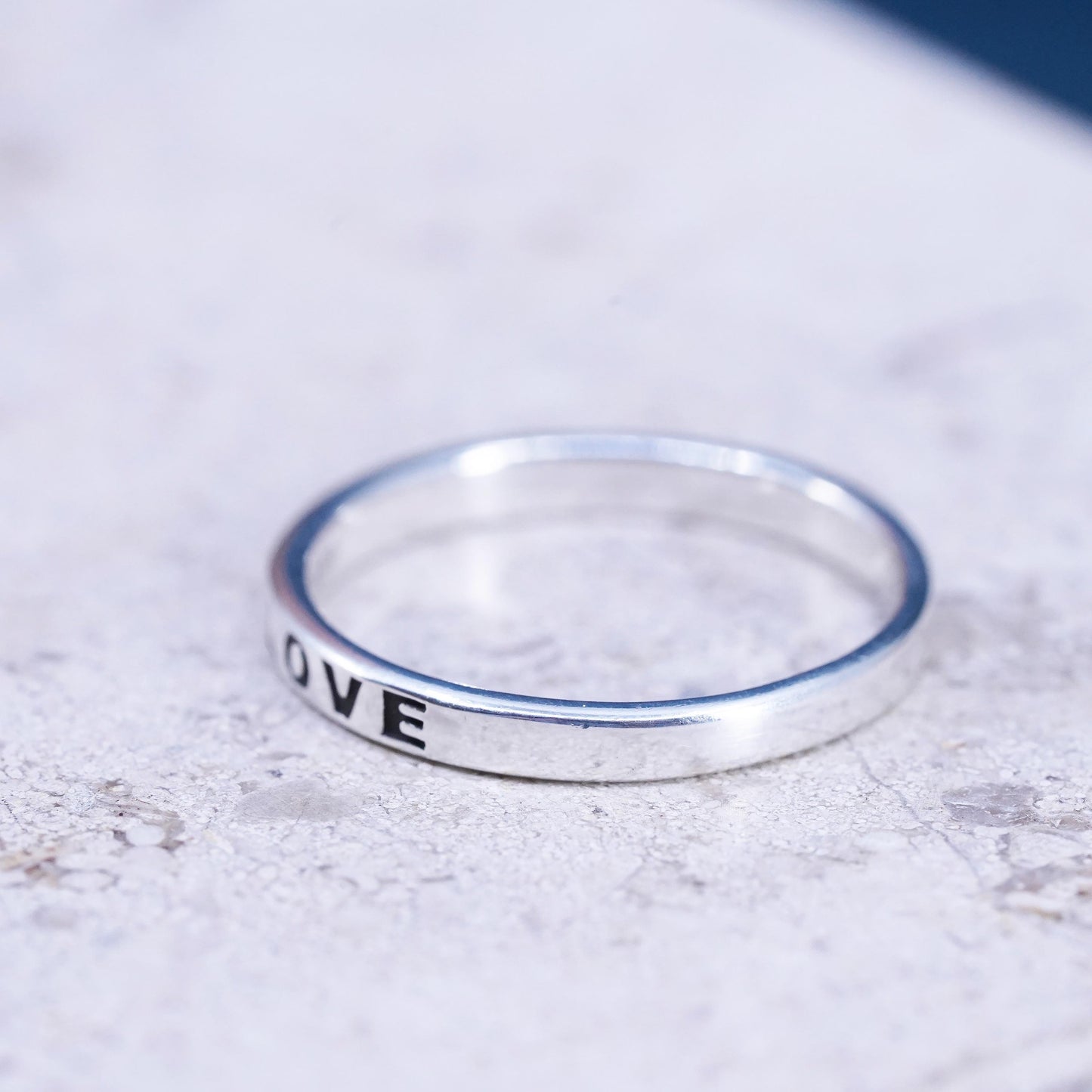Size 9.5, vintage Sterling silver handmade ring, 925 stackable band with “Love”