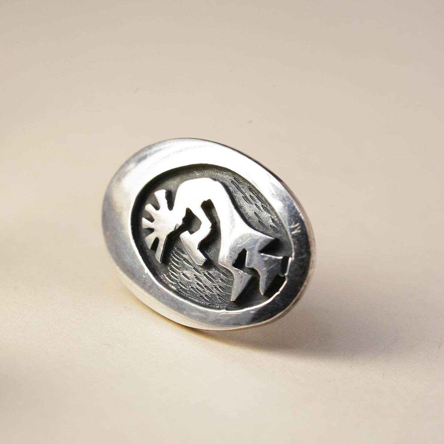 Vintage Native American single earring. Sterling 925 silver kokopelli stud