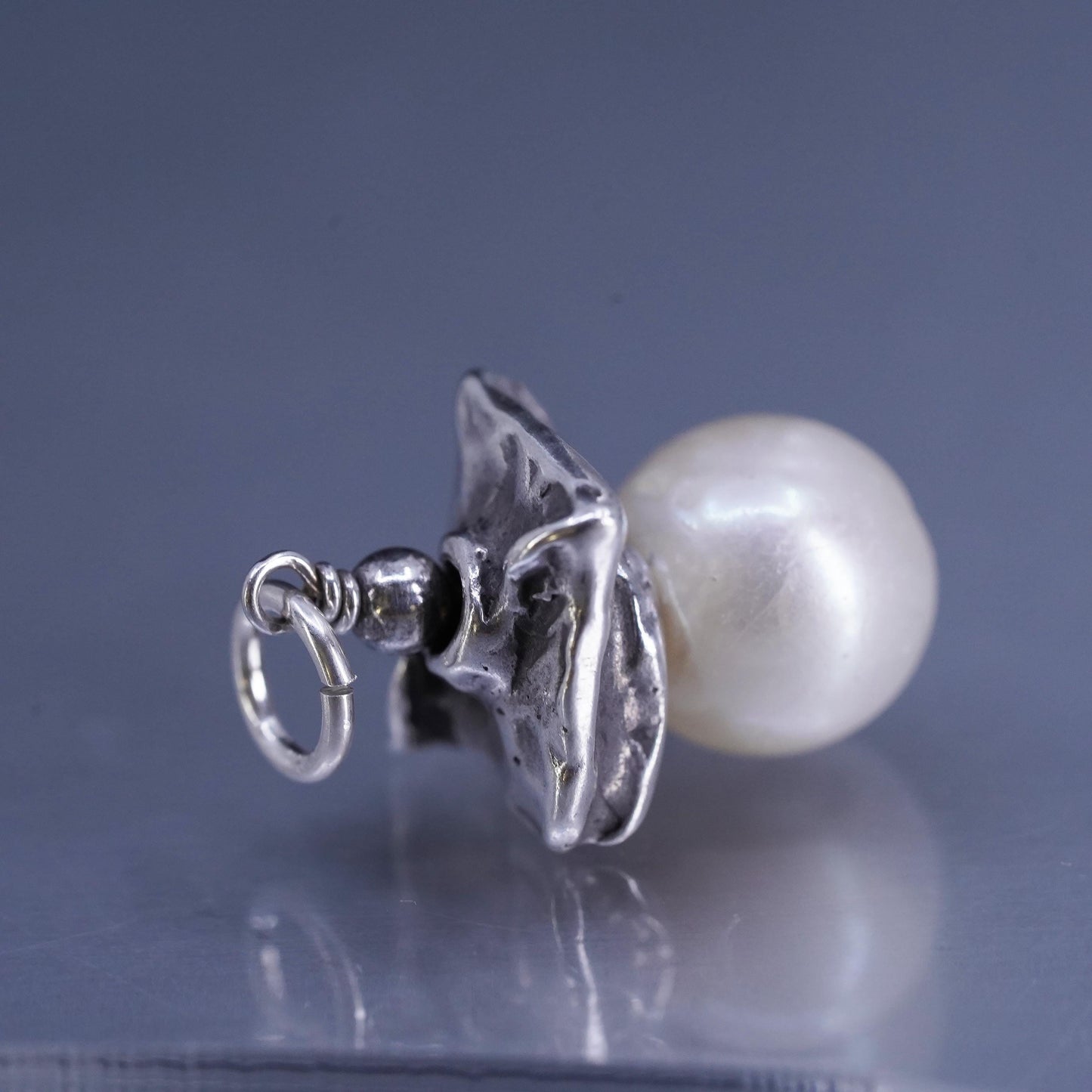 antique sterling 925 silver handmade charm pendant with pearl